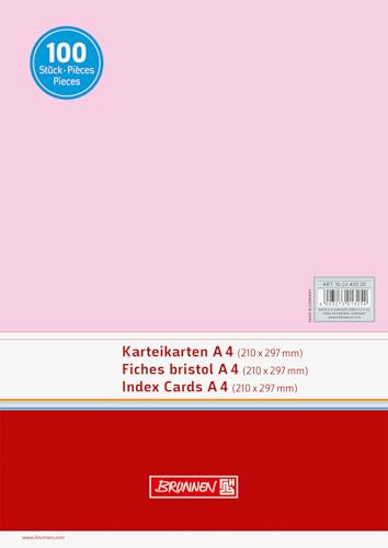 Brunnen 102240020 Karteikarte (A4 unliniert, 100 Stück, eingeschweißt) rot von BRUNNEN