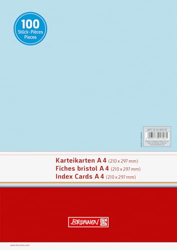 Brunnen 102240030 Karteikarte (A4 unliniert, 100 Stück, eingeschweißt) blau von BRUNNEN