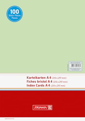 Brunnen 102240050 Karteikarte (A4 unliniert, 100 Stück, eingeschweißt) grün von BRUNNEN