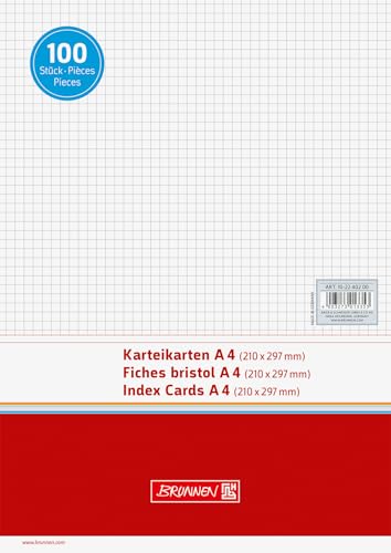 Brunnen 102240200 Karteikarte (A4 kariert, 100 Stück, eingeschweißt) weiß von BRUNNEN
