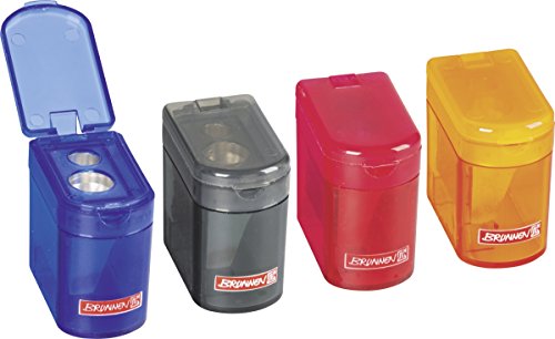 Brunnen 1029838 Dosenspitzer Klicki, 4 x 2,5 x 3,7 cm, mit Staubverschluss, Doppelspitzer, 4 Farben) von BRUNNEN