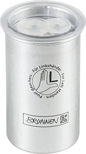 Brunnen Dosenspitzer Alu (3,5 x 6,5 cm, Linkshänder, Metalldoppelspitzer mit flexiblem Deckel als Staubverschluss) von BRUNNEN