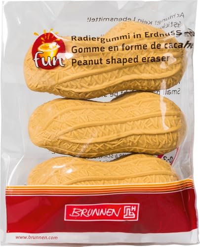Brunnen 102988601 Radiergummi / Radierer Erdnuss Fun Collection (4 x 1,5 cm) 3er-Set von Brunnen