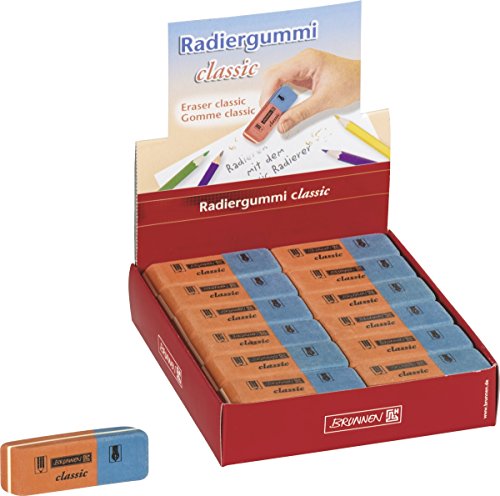 Brunnen 1029986 Radiergummi / Radierer Classic (5,8 x 2 x 0,8 cm, aus Naturkautschuk) rot / blau von BRUNNEN