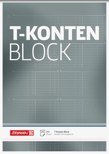 Brunnen 1042025 T-Konten-Block (A4, 25 Blatt, 10 T-Konten je Seite, gelocht, 80g/m²) von Brunnen