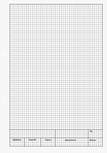 Brunnen 1042235 KIESER-Zeichenblock (A4, 25 Blatt, 5 mm kariert mit Rand, gelocht, 150g/m²), weiß von Brunnen