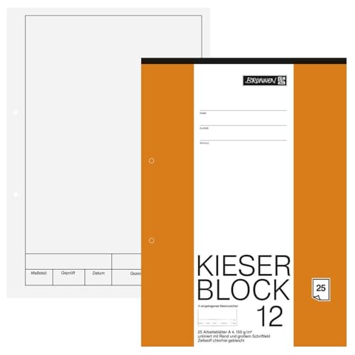 Brunnen 1042237 KIESER-Zeichenblock (A4, 25 Blatt, blanko, mit Rand, gelocht, 150g/m²) von Brunnen