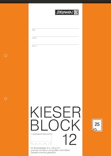 BRUNNEN KIESER-Zeichenblock gelocht | A4, unliniert, 25 Blatt, weiß von BRUNNEN