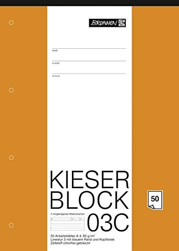 Brunnen 1042923 Kieser-Block Lineatur 3 (A4, 50 Blatt, blanko, 80 g/m², Klasse 3) von Brunnen