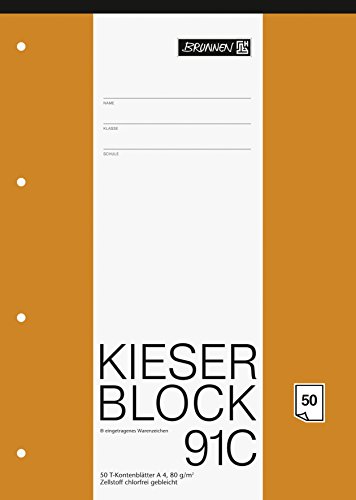 Brunnen 1042931 KIESER-Block T-Konten (A4, 50 Blatt, 10 T-Konten pro Seite, 80g/m², gelocht) von BRUNNEN