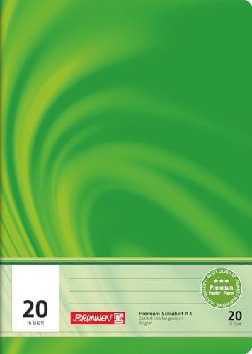 BRUNNEN Schulheft Premium Vivendi | A4, Lineatur 20, 16 Blatt, grün von BRUNNEN