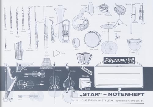 Brunnen 1046836 Notenheft (A5, 8 Blatt, quer, mit Hilfslinien) von Brunnen