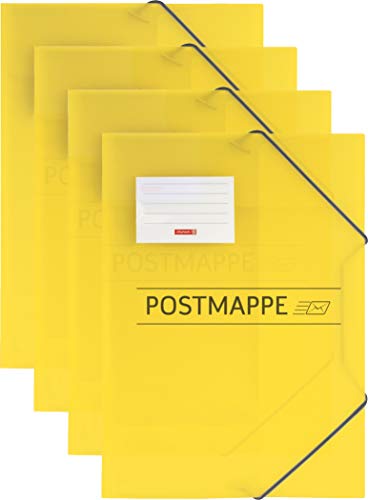 Brunnen 104705410 Sammelmappe/Postmappe (A4, transluzente PP-Folie, mit Gummizug) (4 Mappen) von BRUNNEN