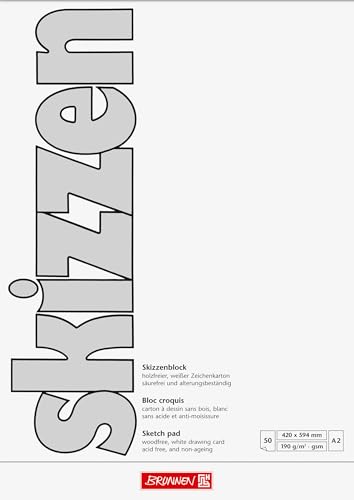 Brunnen 1047255 Zeichen-/Skizzenblock (A2, 190 g/m², 50 Blatt) von BRUNNEN