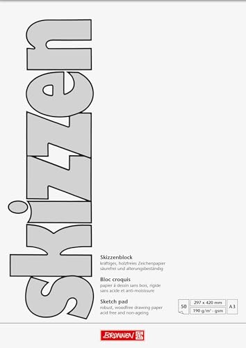 Brunnen Zeichen-/Skizzenblock (A3, 190 g/m², 50 Blatt) keine Perforation von BRUNNEN