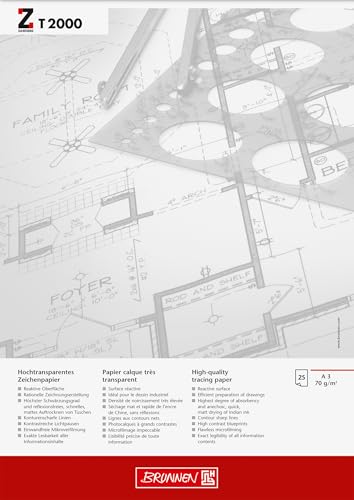 Brunnen Zeichen-/Entwurfblock (A3 70g/m² 25 Blatt transparentes Zeichenpapier ZANDERS T 2000) von Brunnen