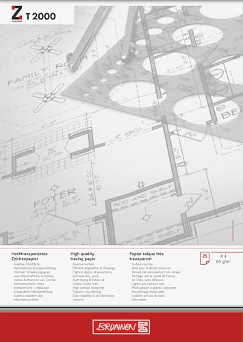 Brunnen 1047446 Zeichen-/Entwurfblock (A4, 60g/m² 25 Blatt transparentes Zeichenpapier ZANDERS T 2000) von Brunnen