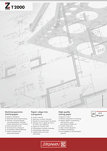 Brunnen 1047446 Zeichen-/Entwurfblock (A4, 60g/m² 25 Blatt transparentes Zeichenpapier ZANDERS T 2000) von Brunnen