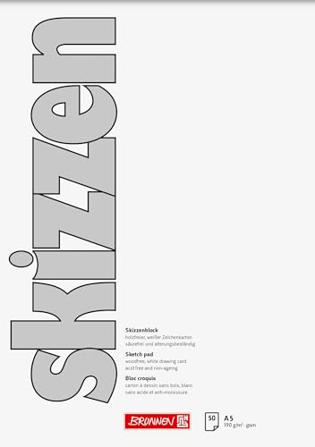 Brunnen 1047555 Zeichen-/Skizzenblock (A5, 190 g/m², 50 Blatt) von BRUNNEN