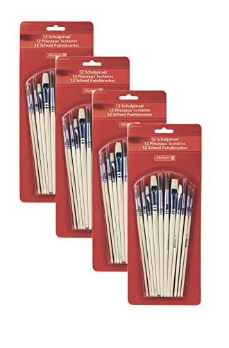 Brunnen 1048929 Schulpinselset (12 er Set, Naturhaar) (1, 48 Pinsel) von BRUNNEN