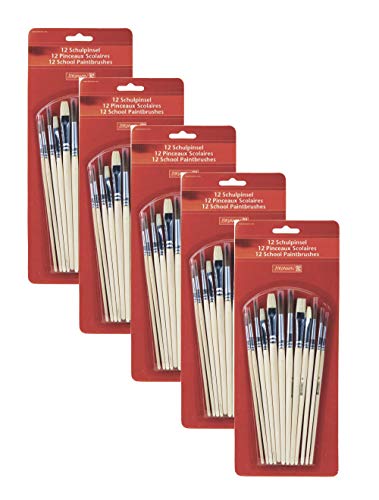 Brunnen 1048929 Schulpinselset (12 er Set, Naturhaar) (1, 60 Pinsel) von BRUNNEN