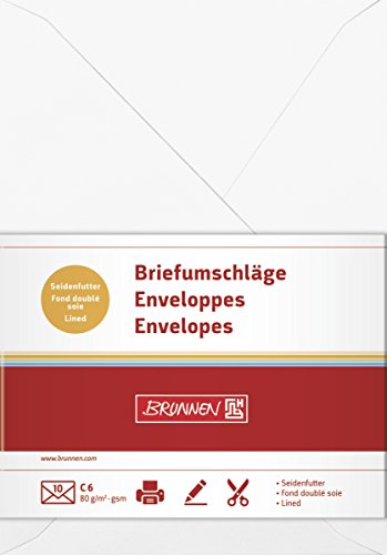 Brunnen 105125200 Briefumschlag Universalpapier, C6, 10 Stück, weiß von BRUNNEN
