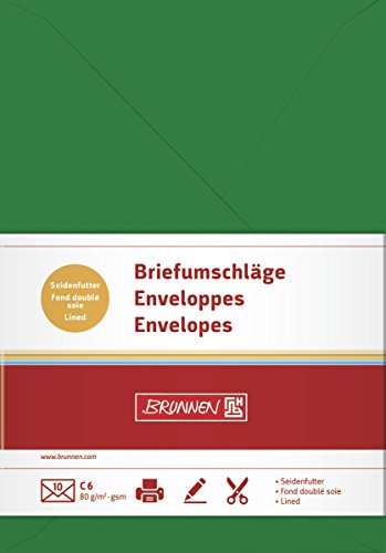 Brunnen 105125259 Briefumschlag Universalpapier, C6, 10 Stück, dunkelgrün von BRUNNEN