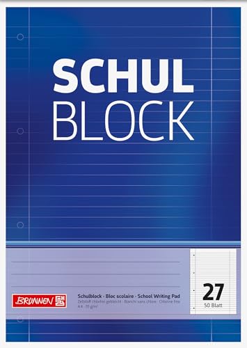Brunnen Schulblock A4 Lin27 50Bl, 1 stück (1er Pack) von BRUNNEN