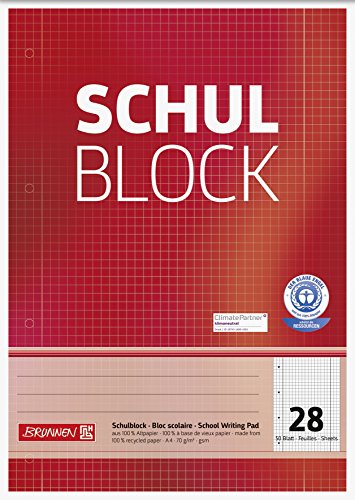 Brunnen 105260801 Recycling-Block (für Schule und Büro DIN A4, 50 Blatt, kopfverleimt) von BRUNNEN
