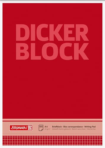 Brunnen 1052688 Briefblock / Schreibblock / Der dicke Block (A4, kariert, 100 Blatt, 60g/m²) von BRUNNEN