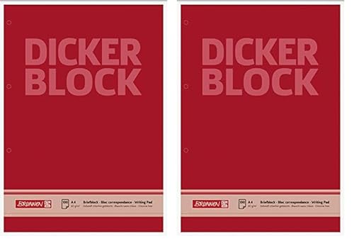 Brunnen 1052786 Briefblock/Schreibblock/Der dicke Block (A4, blanko, 100 Blatt, 60g/m², 4-fach gelocht) (Packung mit 2) von BRUNNEN