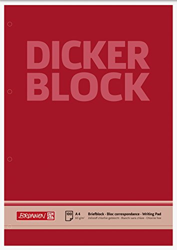 Brunnen 1052786 Briefblock / Schreibblock / Der dicke Block (A4, blanko, 100 Blatt, 60g/m², 4-fach gelocht) von BRUNNEN