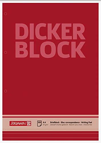 Brunnen 1052787 Briefblock / Schreibblock / Der dicke Block (A4, liniert, 100 Blatt, 60g/m², 4-fach gelocht) von Brunnen