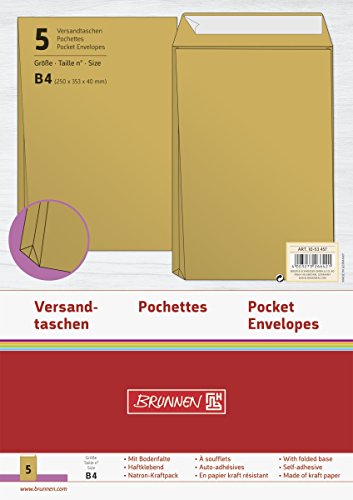 Brunnen 1053457 Versandtasche, B4, 5 Stück, 250 x 353 x 40 mm von BRUNNEN