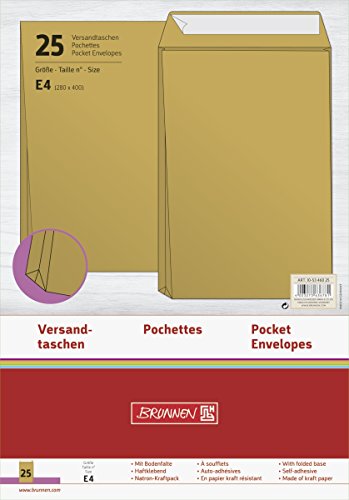 Brunnen 105346025 Versandtasche, E4, 25 Stück, 280 x 400 mm, braun von BRUNNEN