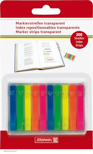 Brunnen 1055886 Markierstreifen (Neonfarben transparent, rückstandfrei ablösbar, 200 Markierstreifen) von BRUNNEN