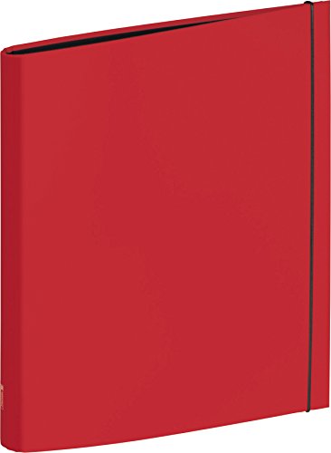 Brunnen 106559023 Ringbuch Colour Code (A4, stabiler Karton, 20 mm Füllhöhe, 2 Ringe, runder Rücken mit Gummizug) rot / red von BRUNNEN