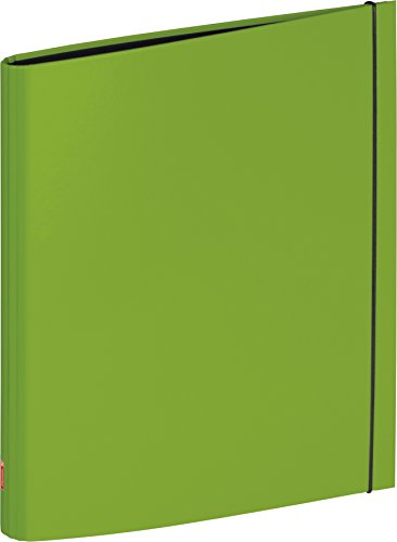 Brunnen 106559052 Ringbuch Colour Code (A4, stabiler Karton, 20 mm Füllhöhe, 2 Ringe, runder Rücken mit Gummizug) grün / kiwi von Brunnen