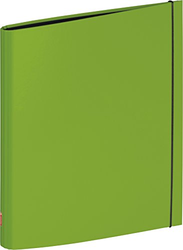 Brunnen 106559052 Ringbuch Colour Code (A4, stabiler Karton, 20 mm Füllhöhe, 2 Ringe, runder Rücken mit Gummizug) grün / kiwi von BRUNNEN