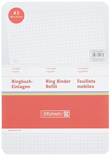 Brunnen 1066302 Ringbucheinlagen (A5, kariert, 50 Blatt, 70 g/m²), weiß von BRUNNEN
