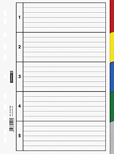 Brunnen 1066582 Ringbuchregister/ Register für Ordner / Ringbücher (aus Kunststoff, für A4, 5-teilig, 5 Farben) von BRUNNEN