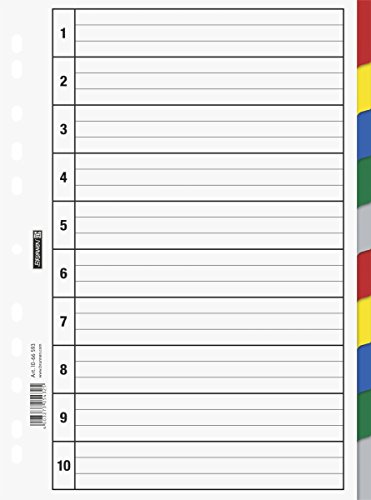 Brunnen 1066593 Ringbuchregister/ Register für Ordner / Ringbücher (aus Kunststoff, für A4, 10-teilig, 5 Farben) von BRUNNEN