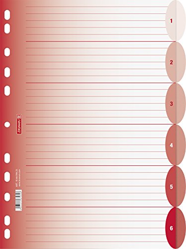 Brunnen 106659423 Ringbuchregister Colour Code (für Ordner und Ringbücher, aus PP, für A4, 6 Tabs) rot / red von BRUNNEN