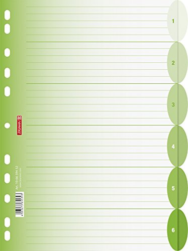 Brunnen 106659452 Ringbuchregister Colour Code (für Ordner und Ringbücher, aus PP, für A4, 6 Tabs) grün / kiwi von Brunnen