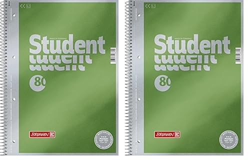 Brunnen 1067140 Notizblock/Collegeblock Student Premium (Veredeltes DeckBlatt mit Metallic-Effekt, A4, unliniert/blanko, 90 g/m², 80 Blatt) (Packung mit 2) von Brunnen