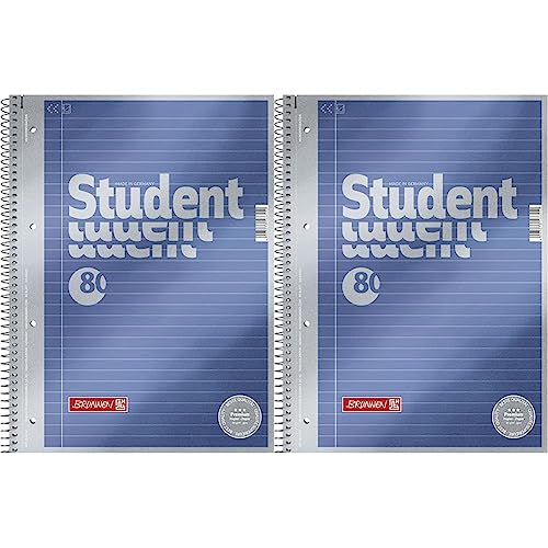 Brunnen 1067141 Notizblock/Collegeblock Student Premium (Veredeltes DeckBlatt mit Metallic-Effekt, A4, liniert, 90 g/m², 80 Blatt) (Packung mit 2) von BRUNNEN