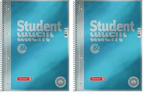 Brunnen 1067147 Notizblock/Collegeblock Dotted Premium Deckblatt, 1 Stück cyan-metallic (Packung mit 2) von BRUNNEN