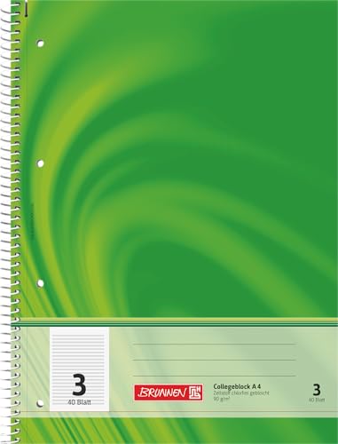 BRUNNEN Collegeblock Premium Vivendi | A4, Lineatur 3, 40 Blatt, grün von BRUNNEN