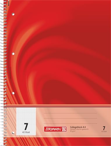 BRUNNEN Collegeblock Premium Vivendi | A4, Lineatur 7, 40 Blatt, rot von BRUNNEN