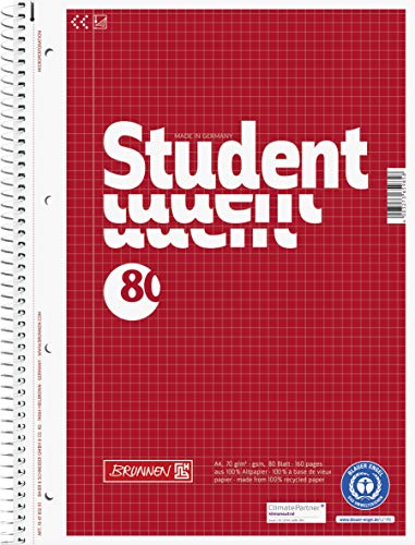Brunnen 106783201 Notizblock/Collegeblock kariert A4 Student (80 Blatt, Recycling Engel) von BRUNNEN